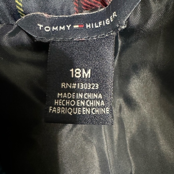 Tommy Hilfiger Vest 18M Baby Red Blue Plaid Full Zip Puffer Pockets Kids Toddler - Picture 7 of 8